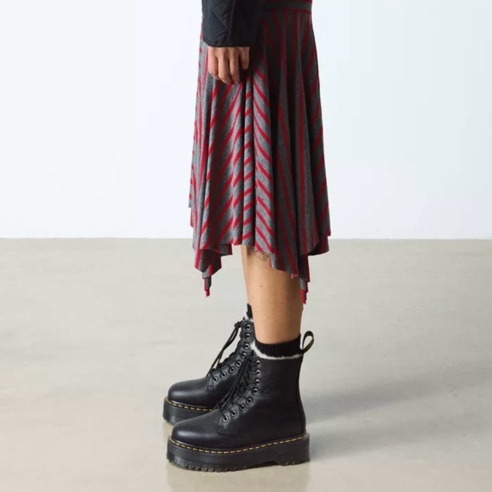 DR. MARTENS | Jadon Leather Faux Fur Lined Platform Boot in Black